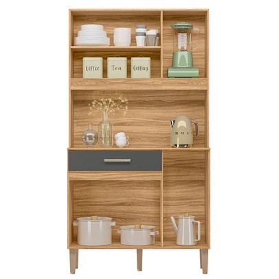 Cozinha Compacta Magazin 5 Portas 1 Gaveta Freijó/Chumbo - Nicioli