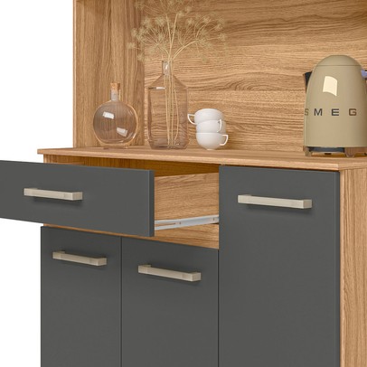 Cozinha Compacta Magazin 5 Portas 1 Gaveta Freijó/Chumbo - Nicioli