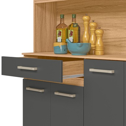 Cozinha Compacta Magazin 7 Portas 1 Gaveta Freijó/Chumbo - Nicioli