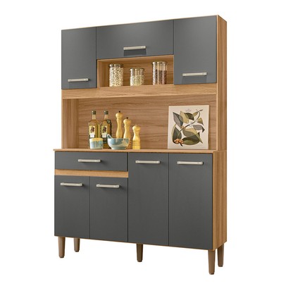 Cozinha Compacta Magazin 7 Portas 1 Gaveta Freijó/Chumbo - Nicioli