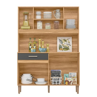 Cozinha Compacta Magazin 7 Portas 1 Gaveta Freijó/Chumbo - Nicioli