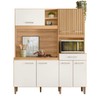 Cozinha Compacta Yara 7 Portas 1 Gaveta Ripado 3d Freijó/Off White - Nicioli