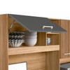 Cozinha Compacta Yara 7 Portas 1 Gaveta Ripado 3d Freijó/Chumbo - Nicioli
