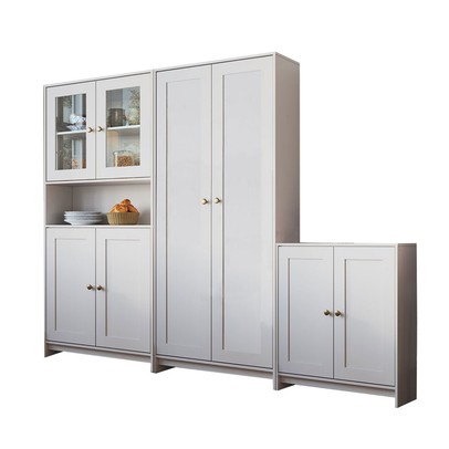 Armário de Cozinha com Balcão Americano 8 Portas com Tampo Branco - Pnr Móveis