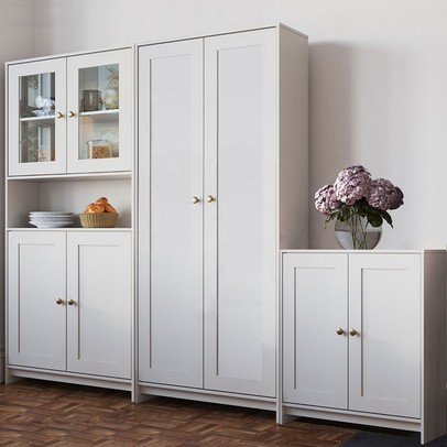 Armário de Cozinha com Balcão Americano 8 Portas com Tampo Branco - Pnr Móveis