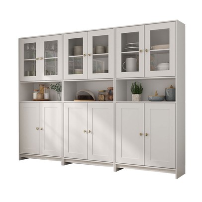 Armário de Cozinha com Balcão Americano 12 Portas com Tampo Branco - Pnr Móveis