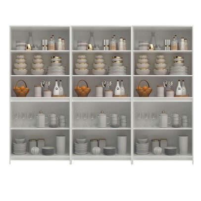 Armário de Cozinha com Balcão Americano 12 Portas com Tampo Branco - Pnr Móveis