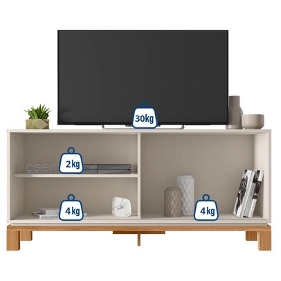 Rack para TV Até 55 Polegadas Mondrian 1 Porta 1 Prateleira Ripado 3d Off White/Freijó - Caemmun