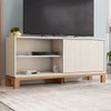 Rack para TV Até 55 Polegadas Mondrian 1 Porta 1 Prateleira Ripado 3d Off White/Freijó - Caemmun