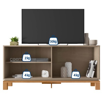 Rack para TV Até 55 Polegadas Mondrian 1 Porta 1 Prateleira Ripado 3d Sued/Freijó - Caemmun