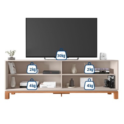 Rack para TV Até 65 Polegadas Mondrian 2 Portas Ripado 3d Off White/Freijó - Caemmun