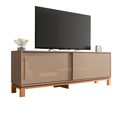Rack para TV Até 65 Polegadas Mondrian 2 Portas Ripado 3d Sued/Freijó - Caemmun