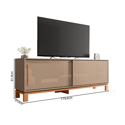 Rack para TV Até 65 Polegadas Mondrian 2 Portas Ripado 3d Sued/Freijó - Caemmun