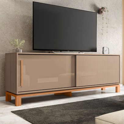 Rack para TV Até 65 Polegadas Mondrian 2 Portas Ripado 3d Sued/Freijó - Caemmun