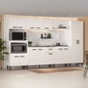 Armário de Cozinha Boston com Balcão para Pia e Cooktop 15 Portas 1 Gaveta Branco - Pnr Móveis