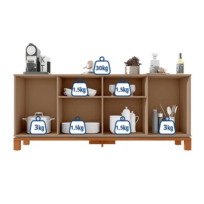 Balcão Buffet Mondriant 4 Portas Ripado 3d Sued/Freijó - Caemmun