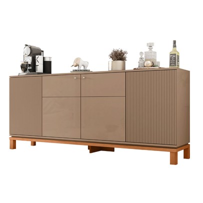 Balcão Buffet Mondriant 4 Portas Ripado 3d Sued/Freijó - Caemmun