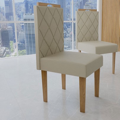 Mesa de Jantar 4 Lugares Madrid Cinamomo/Cristal - Panorama Móveis