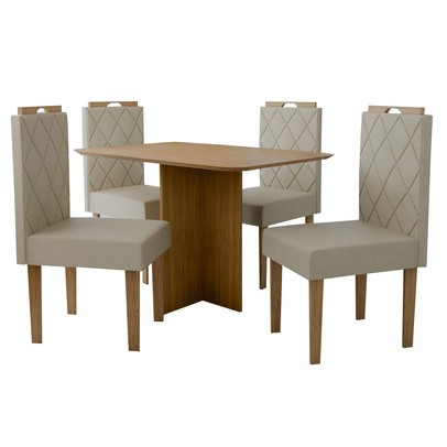 Mesa de Jantar 4 Lugares Madrid Cinamomo/Cristal - Panorama Móveis