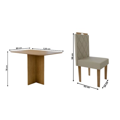 Mesa de Jantar 4 Lugares Madrid Cinamomo/Cristal - Panorama Móveis