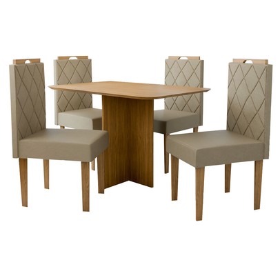 Mesa de Jantar 4 Lugares Madrid Cinamomo/Pérola - Panorama Móveis