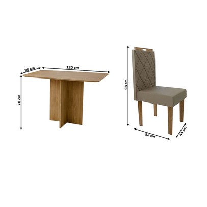 Mesa de Jantar 4 Lugares Madrid Cinamomo/Pérola - Panorama Móveis