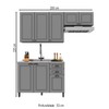 Cozinha Compacta Firenze 8 Portas 2 Gavetas 6171.160 Chumbo/Titânio - Indékes