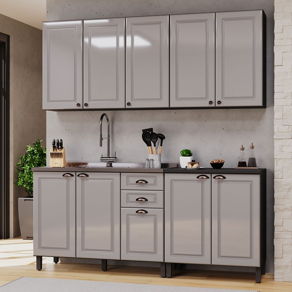 Cozinha Completa Firenze 10 Portas 2 Gavetas 6171.161 Chumbo/Titânio - Indékes