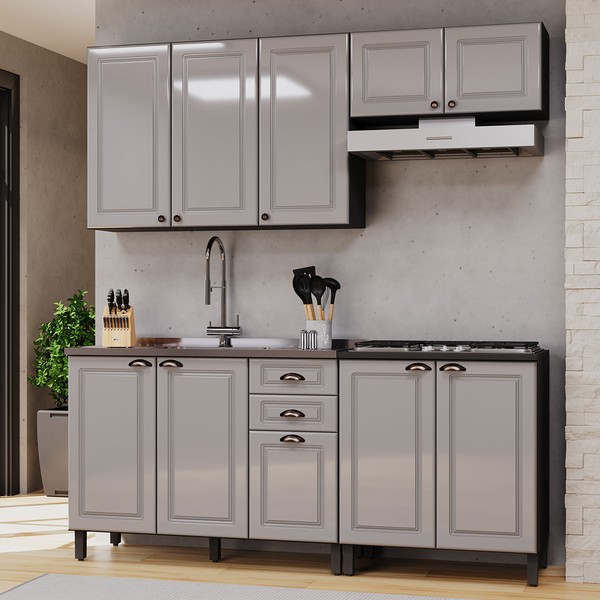 Cozinha Completa Firenze 10 Portas 2 Gavetas 6171.162 Chumbo/Titânio - Indékes