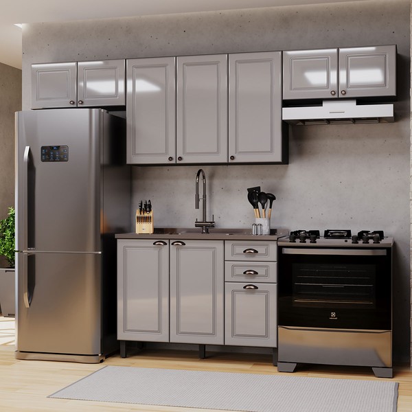 Cozinha Completa Firenze 10 Portas 2 Gavetas 6171.163 Chumbo/Titânio - Indékes
