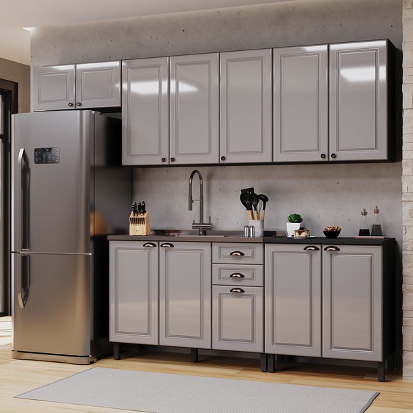 Cozinha Completa Firenze 12 Portas 2 Gavetas 6171.164 Chumbo/Titânio - Indékes
