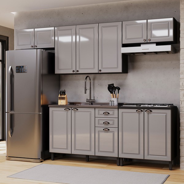 Cozinha Completa Firenze 12 Portas 2 Gavetas 6171.165 Chumbo/Titânio - Indékes