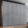 Guarda-Roupa Casal Moscow 6 Portas 4 Gavetas Cinza - Pnr Móveis