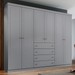 Guarda-Roupa Casal Moscow 6 Portas 4 Gavetas Cinza - Pnr Móveis