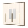 Guarda-Roupa Casal Ravé 6 Portas 3 Gavetas com Espelho Rústico/Off White - Pnr Móveis