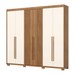 Guarda-Roupa Casal Ravé 6 Portas 4 Gavetas Flex Nature/Off White - Pnr Móveis