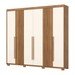Guarda-Roupa Casal Ravé 6 Portas 4 Gavetas Flex Nature/Off White - Pnr Móveis
