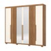 Guarda-Roupa Casal Ravé 6 Portas 4 Gavetas com Espelho Flex Nature/Off White - Pnr Móveis