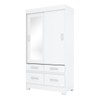 Guarda-Roupa Solteiro évora 2 Portas 4 Gavetas com Espelho Flex Branco/Rosa - Pnr Móveis