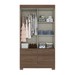 Guarda-Roupa Solteiro évora 2 Portas 4 Gavetas com Espelho Flex Off White/Castanho - Pnr Móveis