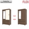 Guarda-Roupa Solteiro évora 2 Portas 4 Gavetas com Espelho Flex Off White/Castanho - Pnr Móveis