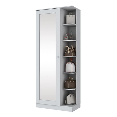 Sapateira Frésia 1 Porta Espelhada Branco Hp - Pnr Móveis