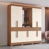 Guarda-Roupa Casal Gael 10 Portas 3 Gavetas com Espelho Nature/Off White - Pnr Móveis