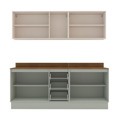 Cozinha Completa áurea 9 Portas 3 Gavetas Verde Oliva/Creme - Politorno