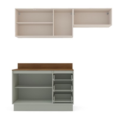 Cozinha Completa Oliva 6 Portas 3 Gavetas Verde Oliva/Creme - Politorno