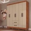 Guarda-Roupa Casal Diamante 6 Portas 2 Gavetas Cinamomo/Off White - Pnr Móveis