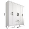 Guarda-Roupa Casal Diamante 6 Portas 2 Gavetas Branco - Pnr Móveis