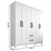 Guarda-Roupa Casal Diamante 6 Portas 2 Gavetas Branco - Pnr Móveis