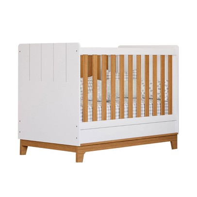 Berço Biscoito 100% Mdf Branco Acetinado/Nature - Permóbili