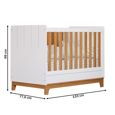 Berço Biscoito 100% Mdf Branco Acetinado/Nature - Permóbili